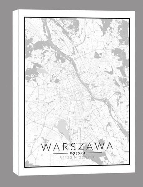 galeria plakatu Warszawa mapa czarno biała obraz na płótnie Morele net