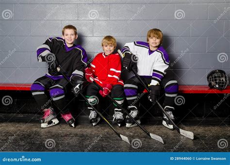 Youth Hockey Players In Dressing Room Stock Photo Image 28944060