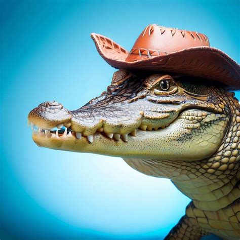 Premium Ai Image A Fake Alligator With A Brown Hat On