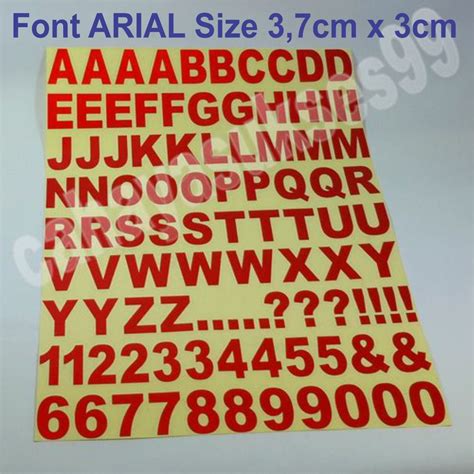 Sticker Alphabet Abjad Huruf ARIAL Font Size 3 7cm X 3cm Sticker Label