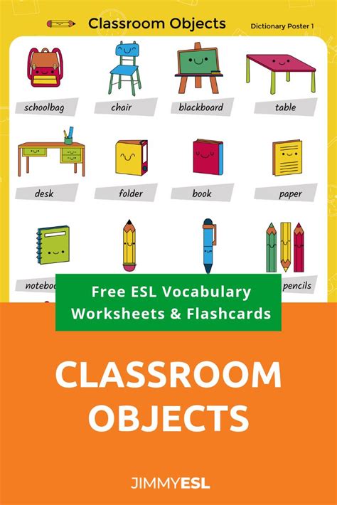 School And Classroom Objects Esl Vocabulary Worksheets And Flashcards