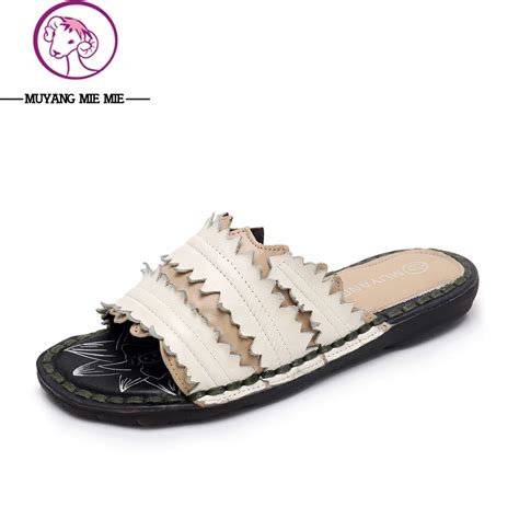 Plus Size 35 40 Women Slippers Genuine Leather Summer Shoes Comfort