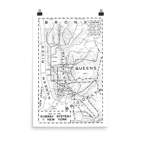 RH Style Vintage NYC Subway Map Poster - Etsy