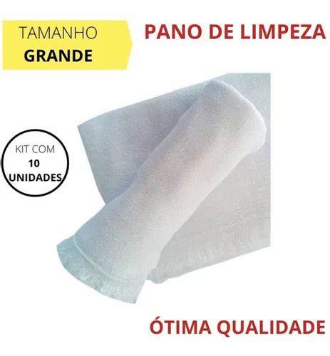 Pano De Chão Atacado Branco Alvejado Kit 10 Peças Cor Branco