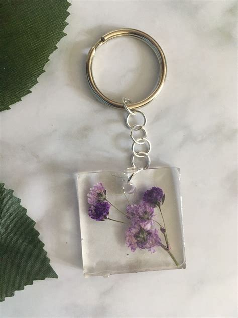 Floral Keychain Real Pressed Flower Flower Keychain Etsy Keychain