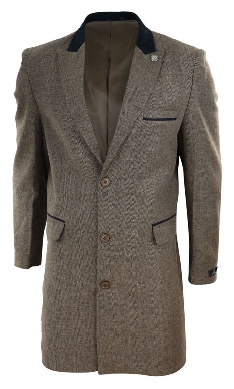 Herringbone Tweed 34 Long Overcoat Oak Buy Online Happy Gentleman