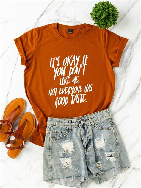 Shein Lune Plus Slogan Graphic Tee Shein Usa