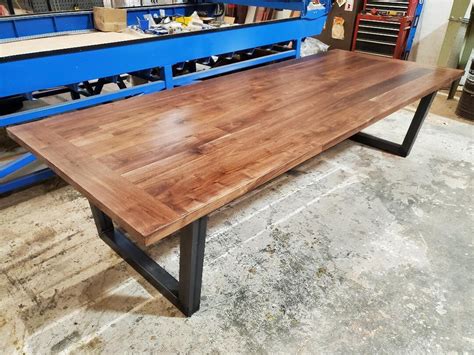 Modern Industrial Conference Table, Handmade Walnut and Steel Office ...