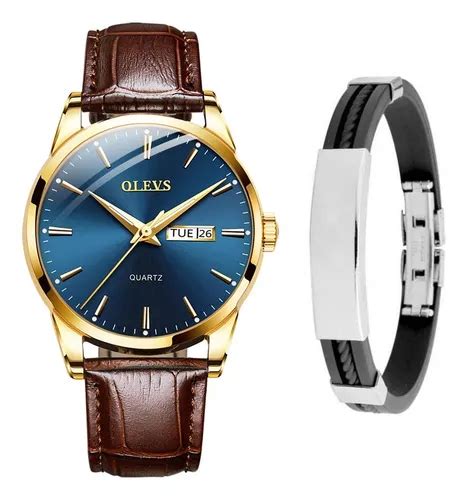 Reloj De Pulsera Olevs Olevs Blue Gold De Cuerpo Color Dorado