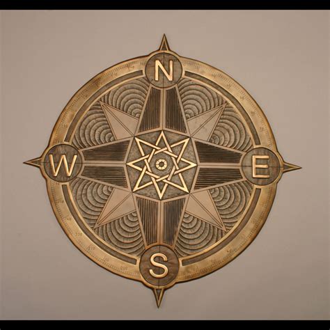 Compass Rose With Solstice Markers Bronze Sculpture By Ted Schaal