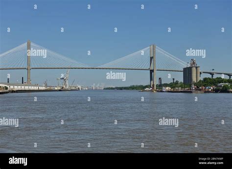 SAVANNAH, GA -3 MAY 2020- Built in 1991, the Talmadge Memorial Bridge ...