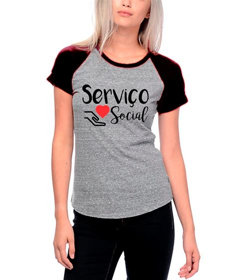 Servi O Social Camiseta Baby Look Raglan Curso Universitario R