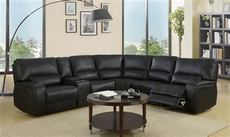 Black Leather Sectional Sofa | Baci Living Room