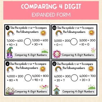 Comparing 4 Digit Numbers Task Cards By The Rabbit Studio TPT