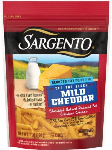 Sargento Off The Block Reduced Fat Shredded Mild Cheddar Cheese Oz