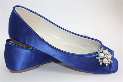 Wedding Flats - Wedding Shoe - Blue Wedding Shoe - Blue Ballet Flats - Blue Bridal Flats -Flat ...