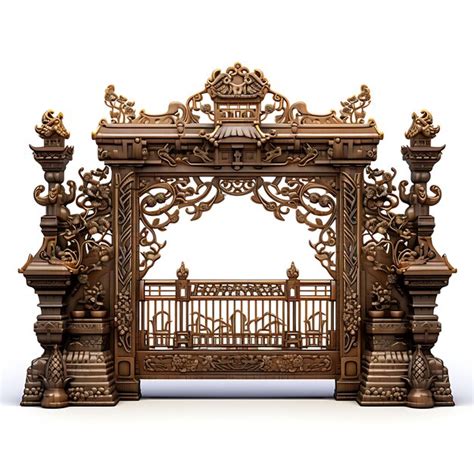 Premium AI Image | Isolated of Moat Gate With Floral Pattern Design Consists of a Wooden Dr 3D ...