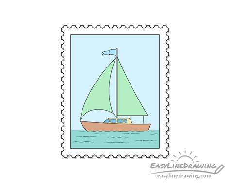 How To Draw A Stamp Step By Step Easylinedrawing