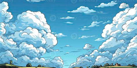 Whimsical Cartoon Comic Background with Blue Sky 29974026 Stock Photo ...