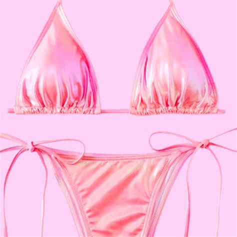 Shiny Triangle Bikinis Set Pink Sugar Bikini