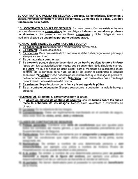 SOLUTION Guia De Mercantil Sobre El Contrato O Poliza De Seguro