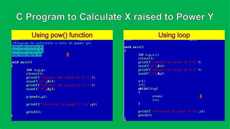 C Program To Calculate X Raised To Power Y Usingloops