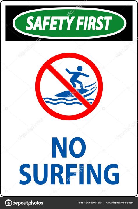 Safety First Beach Safety Sign Surfing Stock Vector By ©seetwo 689901210