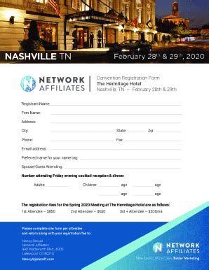 Fillable Online Convention Registration Form Hermitage Hotel Nashville