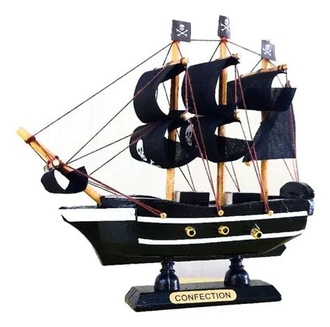 Barco Caravela Pirata 15cm Madeira Miniatura Decoração Parcelamento