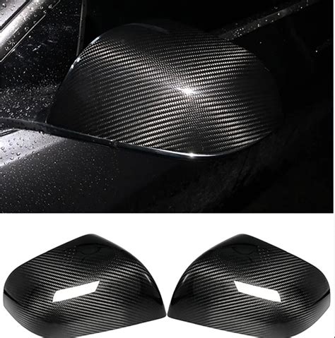 Glossy Carbon Fiber Mirror Cover For Tesla Model 3 2017 2023 Car