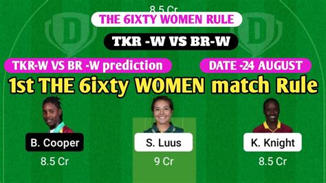 Tkr W Vs Br W Dream11 Prediction The 6ixty Women Rule Tkrw Vs Brw Dream11 Team Brw Vs