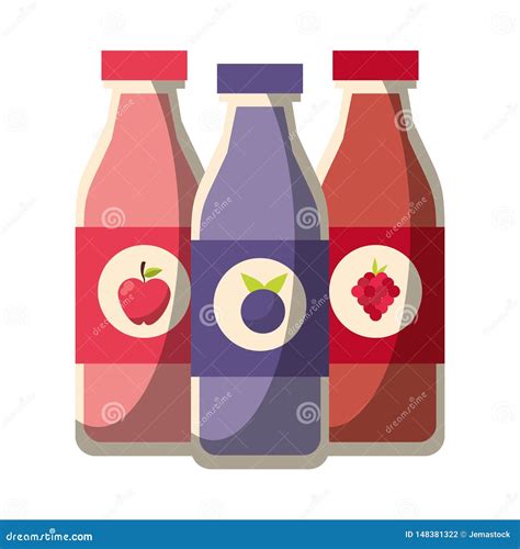 Fruits Juices Bottles Vector Illustration Stock Vector Illustration