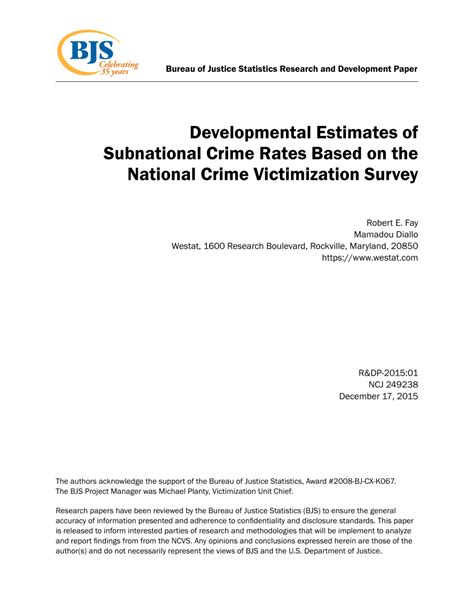 Pdf Developmental Estimates Of Subnational Crime Rates Based On The