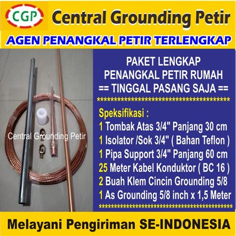 Jual Penangkal Petir 1 Tombak 25 Meter Kabel Bc 16 Anti Petir Rumah