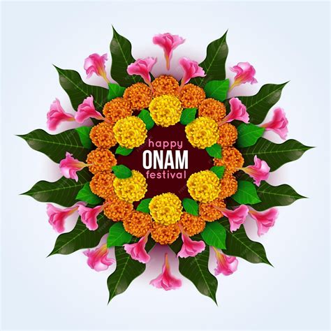 Free Vector | Realistic onam floral decoration