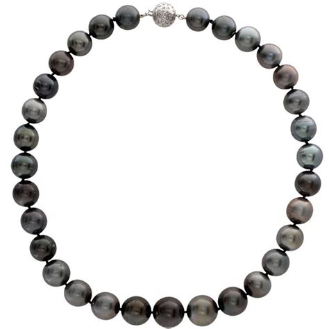 South Sea Black Pearl Necklace With White Gold Clasp Black Pearl