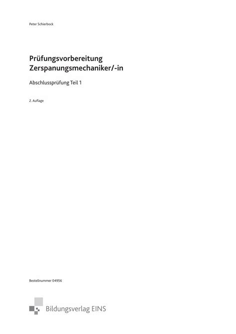 PDF Prüfungsvorbereitung Zerspanungsmechaniker in insgesamt 6