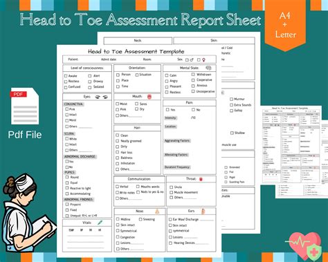 Head To Toe Assessment Report Sheet Nursing Assessment Printable Pdf Etsy