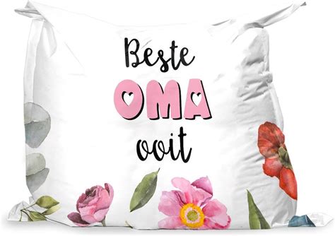 PillowMonkey Zitzak Cadeau Voor Vrouw Beste Oma Ooit Bloemen