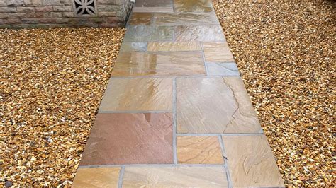 Indian Paving Path Quartz Gravel Installation Original Stone Driveways