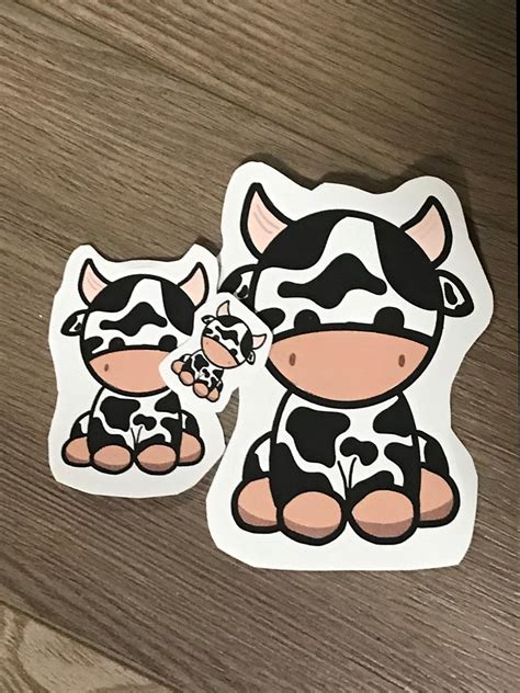 Cute Kawaii Cow Sticker Vinyl Glossy Etsy