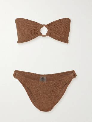 Hunza G Gloria Metallic Seersucker Bikini Brown ShopStyle Two Piece