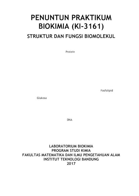 Pdf Penuntun Praktikum Biokimia Ki Biochem Chem Itb Ac Id