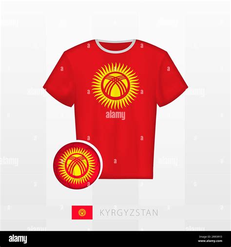 Football uniform of national team of Kyrgyzstan with football ball with flag of Kyrgyzstan ...