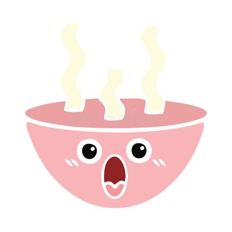 Flat Color Retro Cartoon Of A Bowl Of Hot Soup Stock Vector Illustration Of Drawing Flat