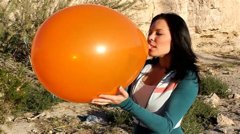 Christine Blowing Up Orange Balloon Sexy Girl Pop Balloons Youtube