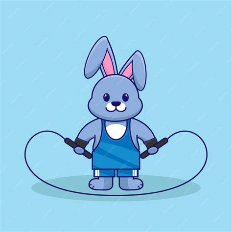 Premium Vector Cute Rabbit Jumping Rope Vector Flat Illustration Cute