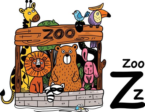 Hand Drawnalphabet Letter Z Zoo 6618045 Vector Art At Vecteezy