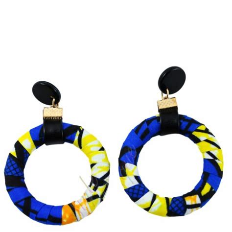 Boucles D Oreilles Rondes En Tissu Africain Color Style Dafrique