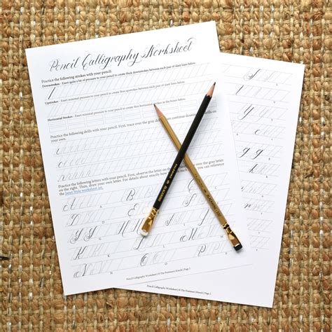 Printable Pencil Calligraphy Worksheet – The Postman's Knock